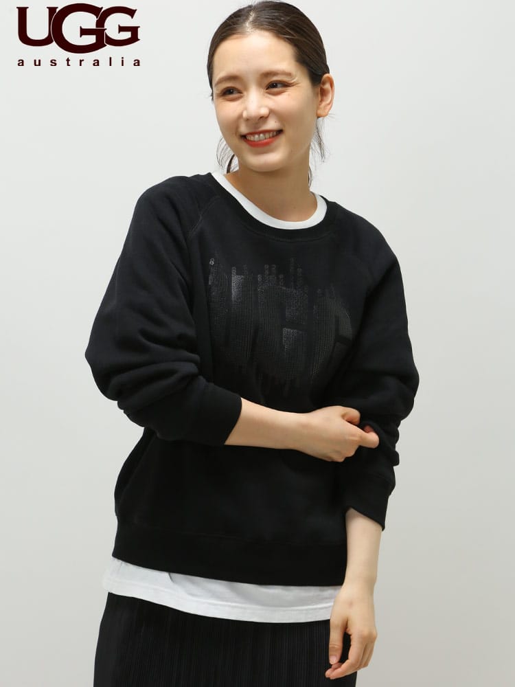 UGG Australia (アグオーストラリア) 裏起毛 ラメスパンコール クルーネック トレーナー MADELINE SEQUIN LOGO UGGL1130516 レディース