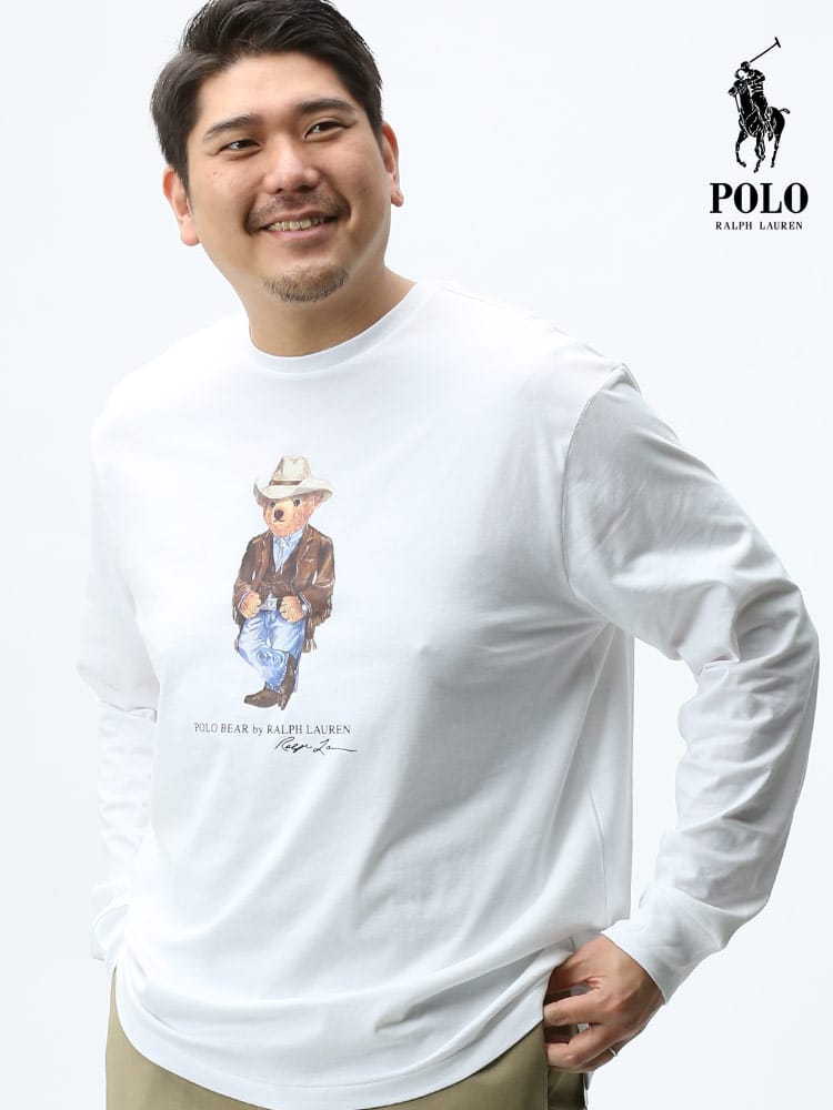 大きいサイズ メンズ POLO RALPH LAUREN (ポロ ラルフローレン) ベアプリント クルーネック 長袖 Tシャツ ロンT JERSEY LS TEE