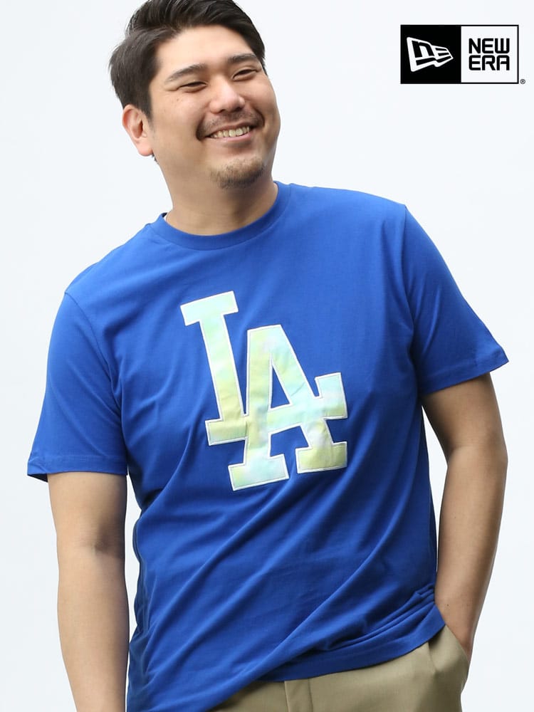 大きいサイズ メンズ NEW ERA (ニューエラ) BIGロゴ クルーネック 半袖 Tシャツ