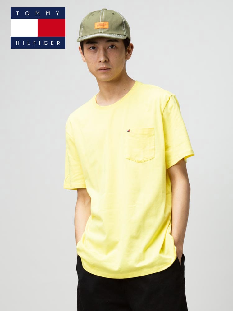TOMMY HILFIGER (トミーヒルフィガー) ワンポイント ポケット クルーネック 半袖 Tシャツ