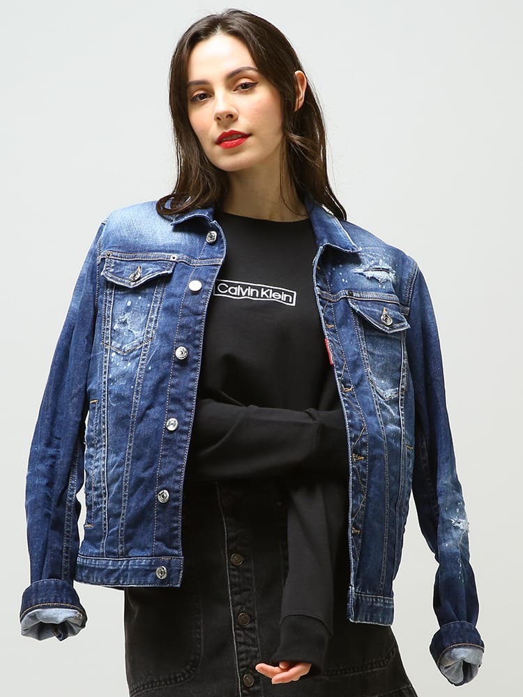 Calvin Klein (カルバンクライン) BOXロゴ刺繍 クルーネック トレーナー CKLQS6803 レディース ロゴ ブランド
