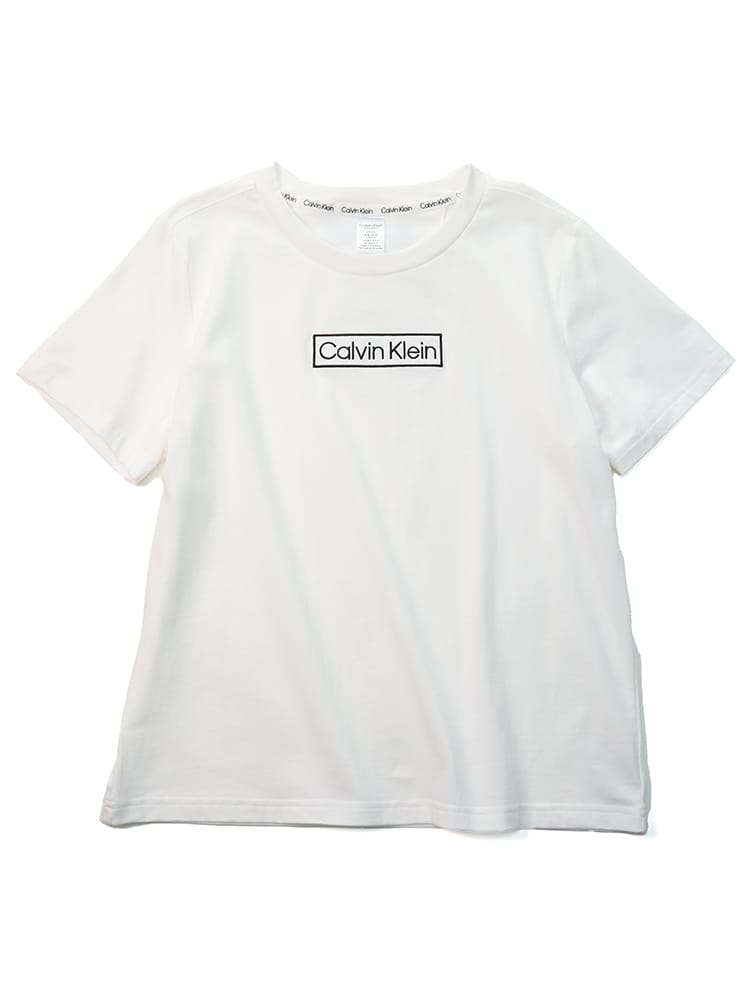 Calvin Klein (カルバンクライン) レディース ブランド BOXロゴ刺繍 クルーネック 半袖 Tシャツ CKLQS6798