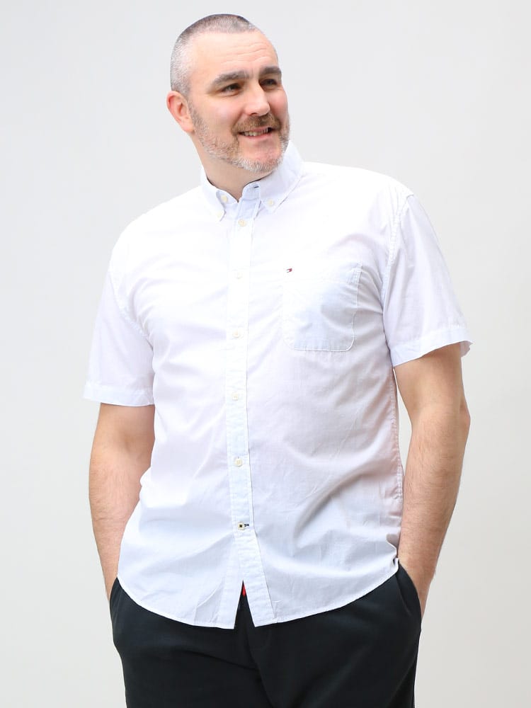 大きいサイズ メンズ TOMMY HILFIGER (トミーヒルフィガー) 綿100％ ボタンダウン 半袖 シャツ MAXWELL SHIRT SS