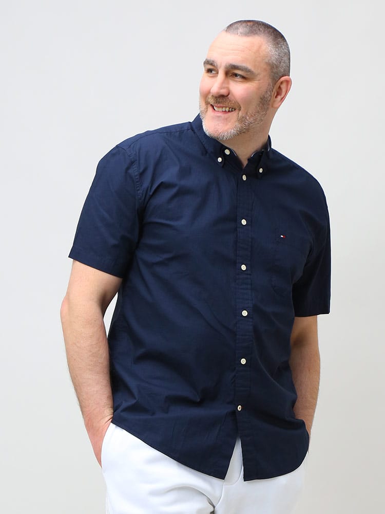 大きいサイズ メンズ TOMMY HILFIGER (トミーヒルフィガー) 綿100％ ボタンダウン 半袖 シャツ MAXWELL SHIRT SS