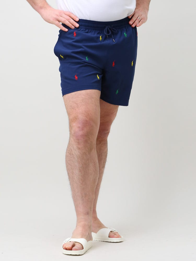 大きいサイズ メンズ POLO RALPH LAUREN (ポロ ラルフローレン) 総ロゴ メッシュインナー スイムショーツ TRAVELER SWIM SHORT PANTS