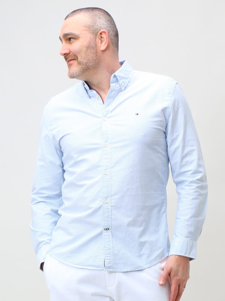 TOMMY HILFIGER トミーヒルフィガー ストライプ ボタンダウン 長袖 オックスシャツ NEW ENGLAND STRIPE OXF SHIRT 大きいサイズ メンズ