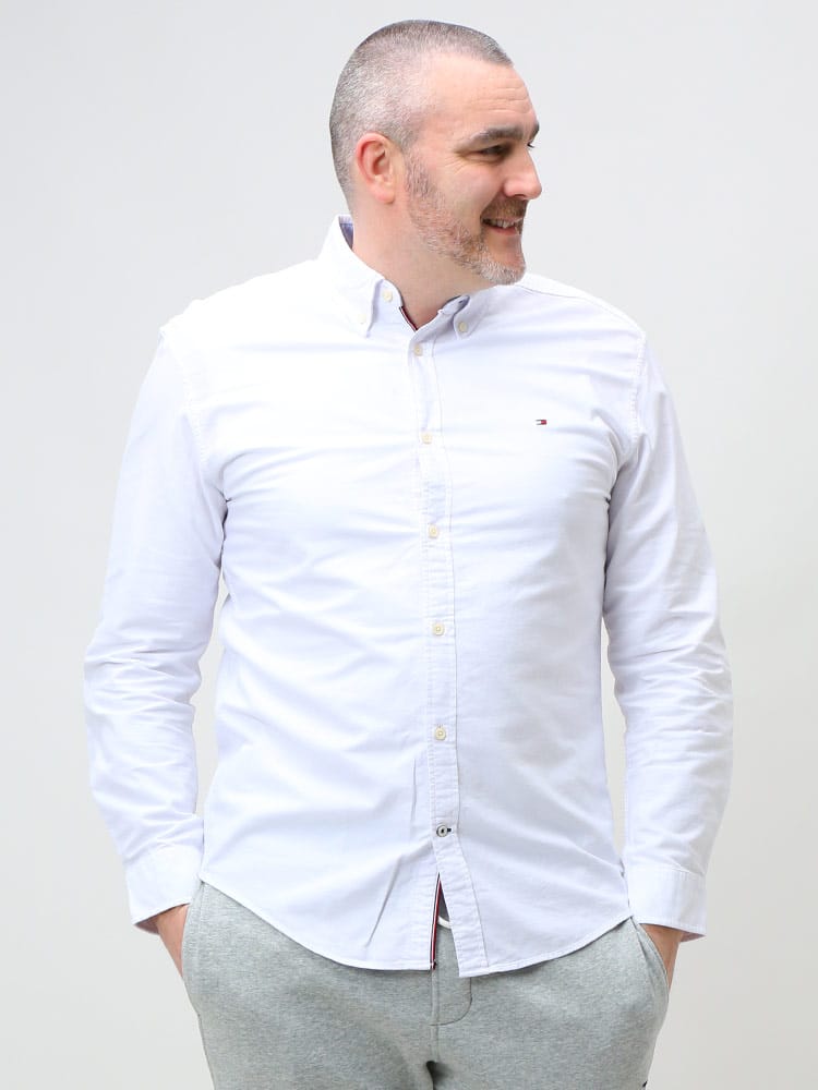 TOMMY HILFIGER トミーヒルフィガー ワンポイント ボタンダウン 長袖 オックスシャツ NEW ENGLAND SOLID OXF SHIRT 大きいサイズ メンズ