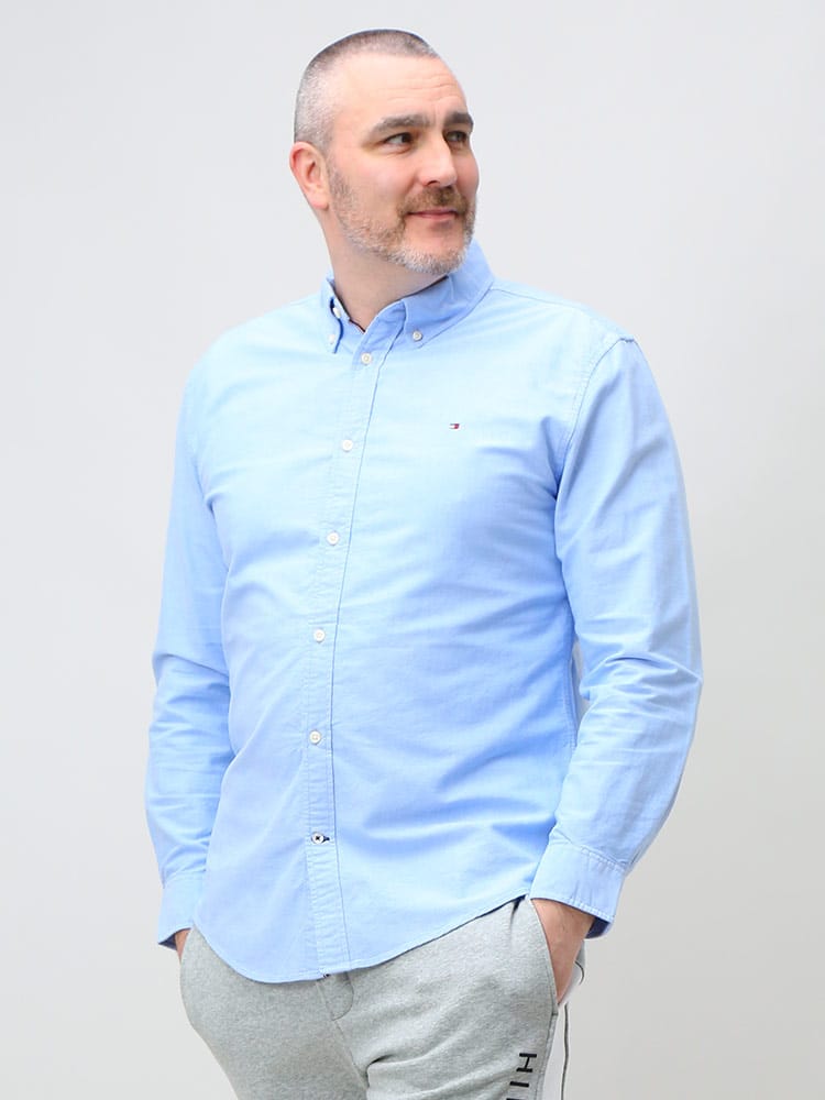 TOMMY HILFIGER トミーヒルフィガー ワンポイント ボタンダウン 長袖 オックスシャツ NEW ENGLAND SOLID OXF SHIRT 大きいサイズ メンズ