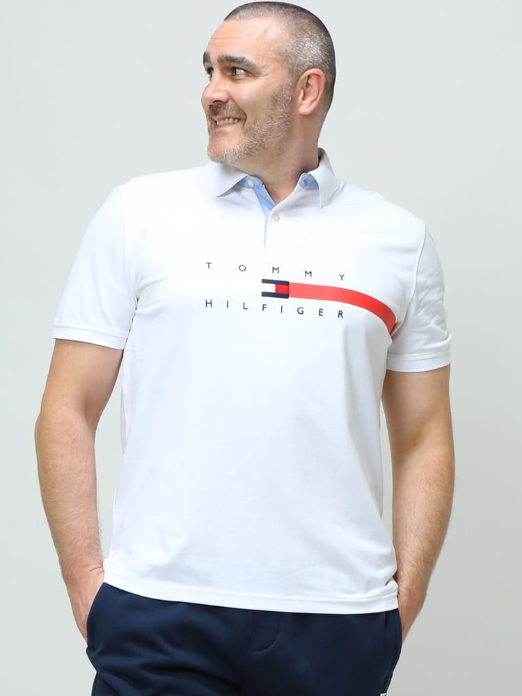 大きいサイズ メンズ TOMMY HILFIGER (トミーヒルフィガー) ライン 半袖 ポロシャツ NIAL SS POLO CF