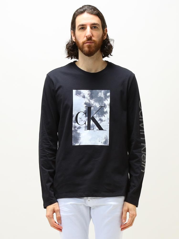 Calvin Klein (カルバンクライン) ロゴプリント クルーネック 長袖 Tシャツ CK40IC847