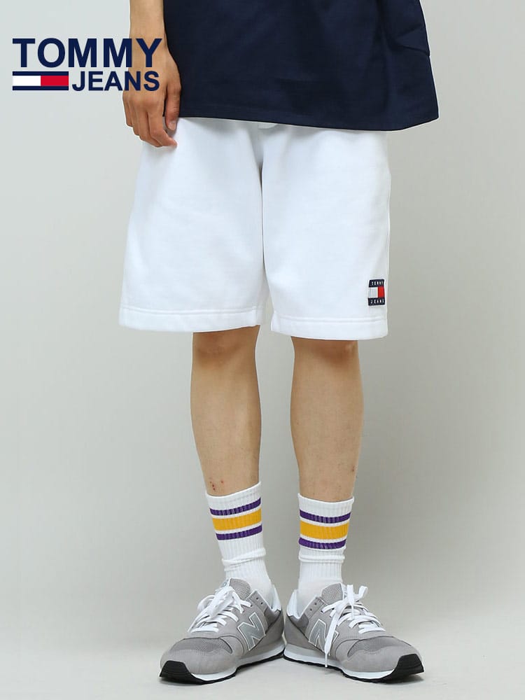 TOMMY JEANS (トミージーンズ) 裏起毛 裾ワンポイント ショートパンツ