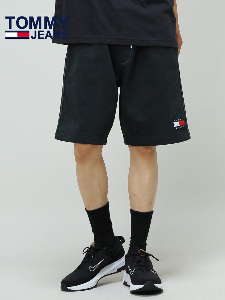 TOMMY JEANS (トミージーンズ) 裏起毛 裾ワンポイント ショートパンツ