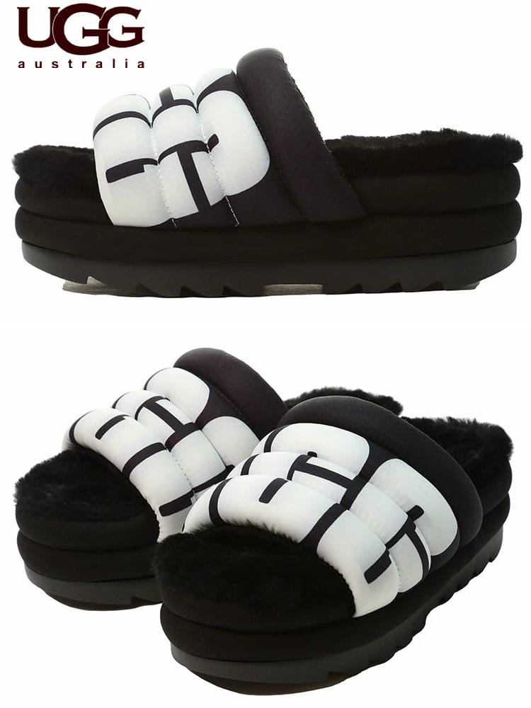 UGG australia アグオーストラリア アグ サンダル レディース ブランド ロゴ スライドサンダル 厚底 もこもこ MAXI SLIDE LOGO UGGL1127067
