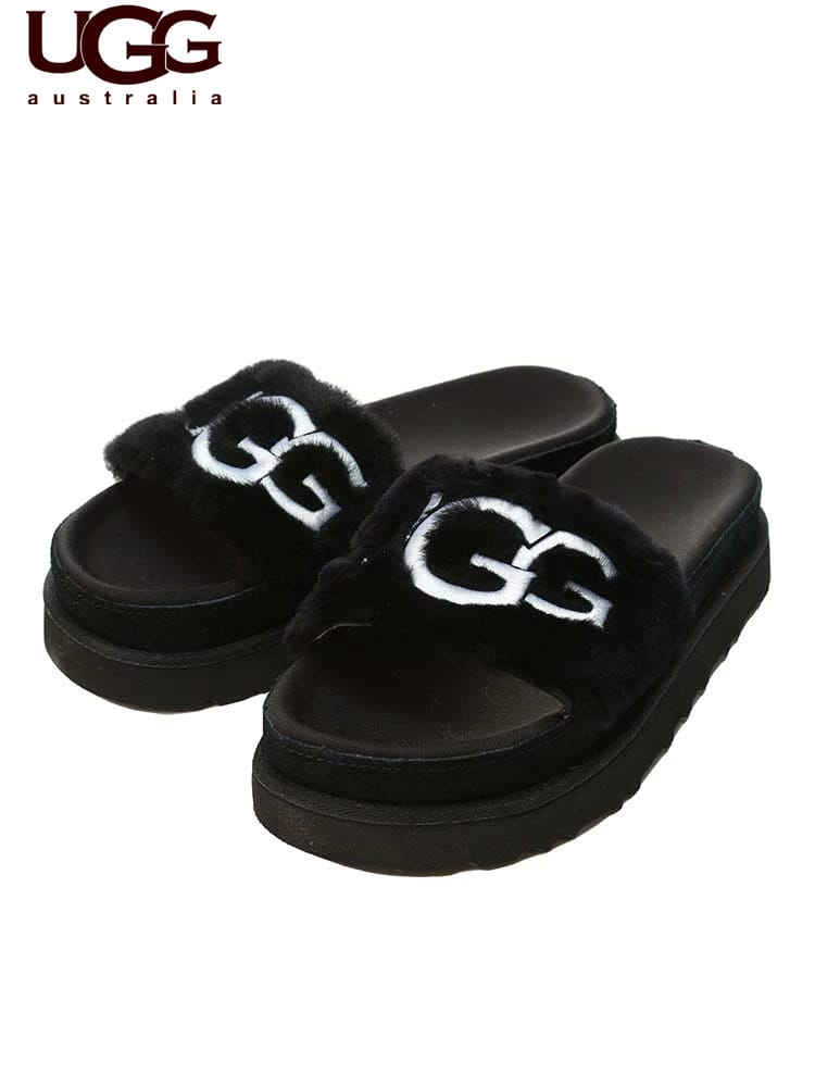 UGG australia アグオーストラリア アグ サンダル レディース ブランド ロゴ ストラップ サンダル ファー もこもこ LATON FUR SLIDE UGGL1111236