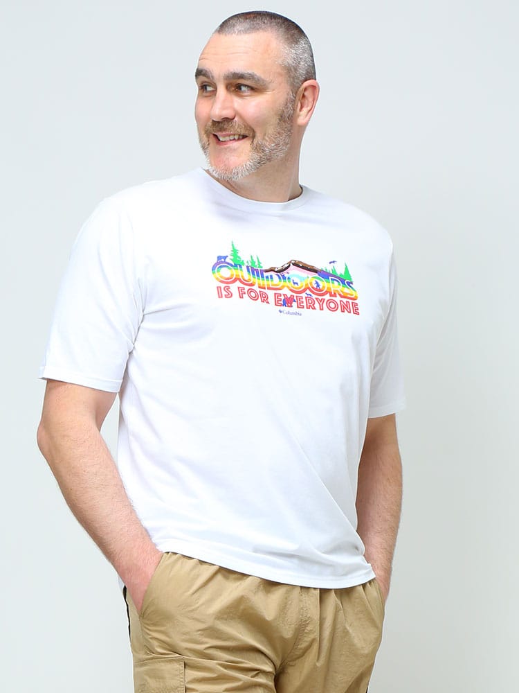 大きいサイズ メンズ Columbia (コロンビア) プリント クルーネック 半袖 Tシャツ SUN TREK GRAPHIC TEE