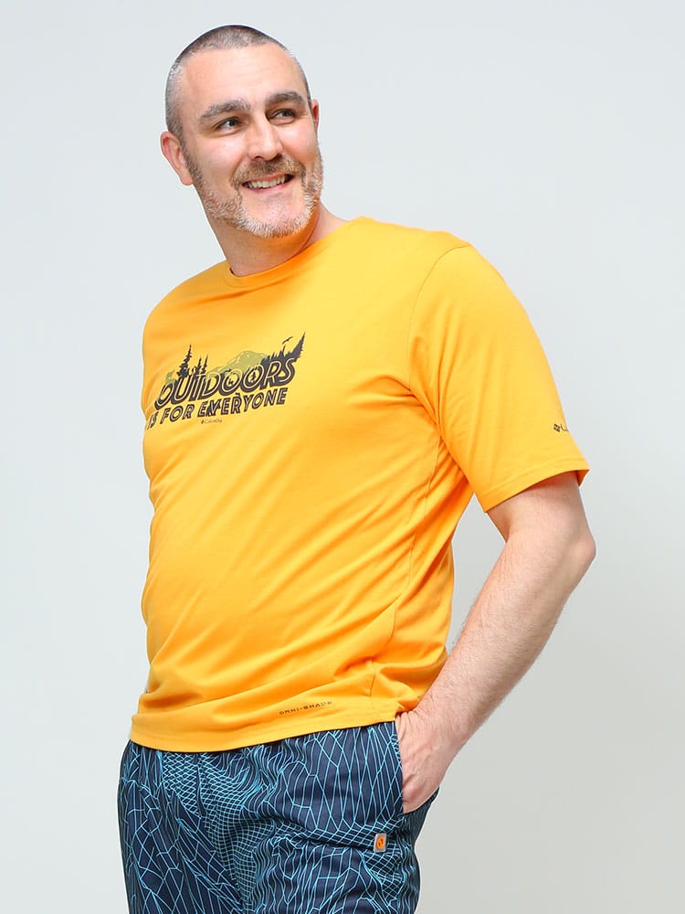 大きいサイズ メンズ Columbia (コロンビア) プリント クルーネック 半袖 Tシャツ SUN TREK GRAPHIC TEE
