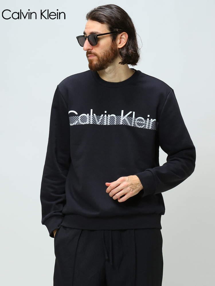 Calvin Klein カルバンクライン メンズ ブランド トレーナー 裏起毛 ロゴ プリント クルーネック 大きいサイズ CK40IC431