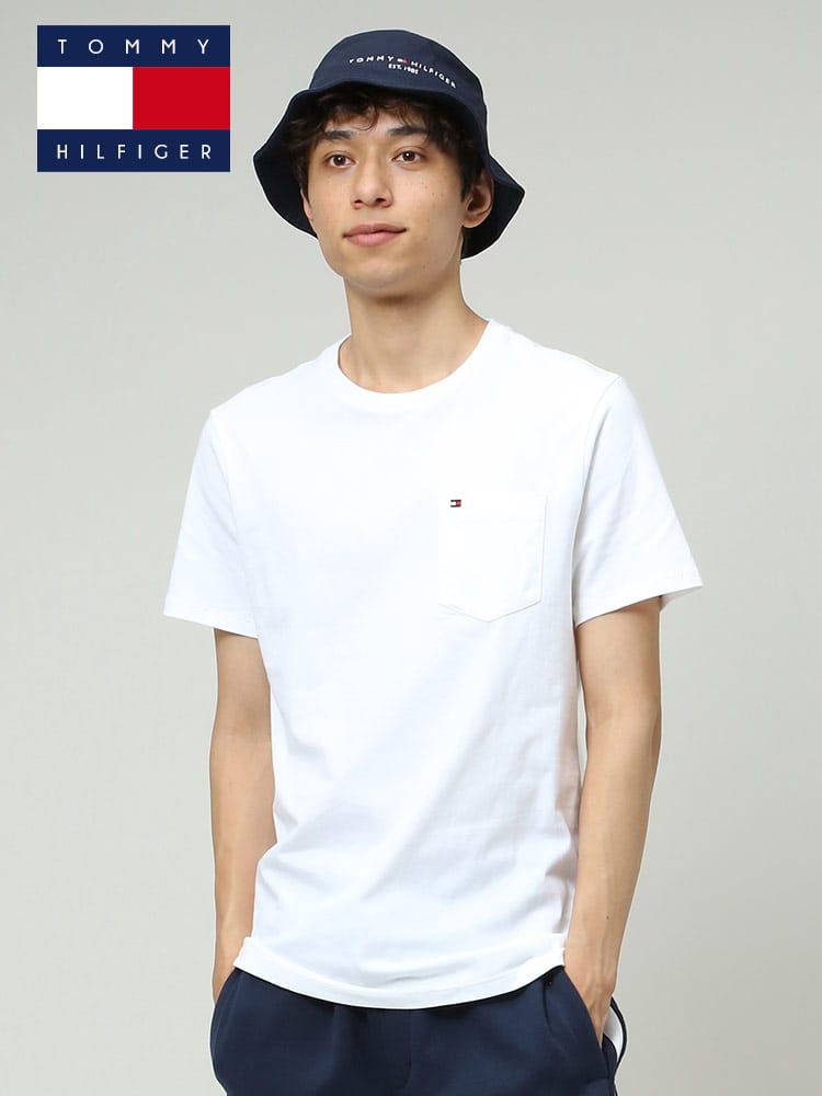 TOMMY HILFIGER (トミーヒルフィガー) ワンポイント ポケット クルーネック 半袖 Tシャツ CREW NK TEE