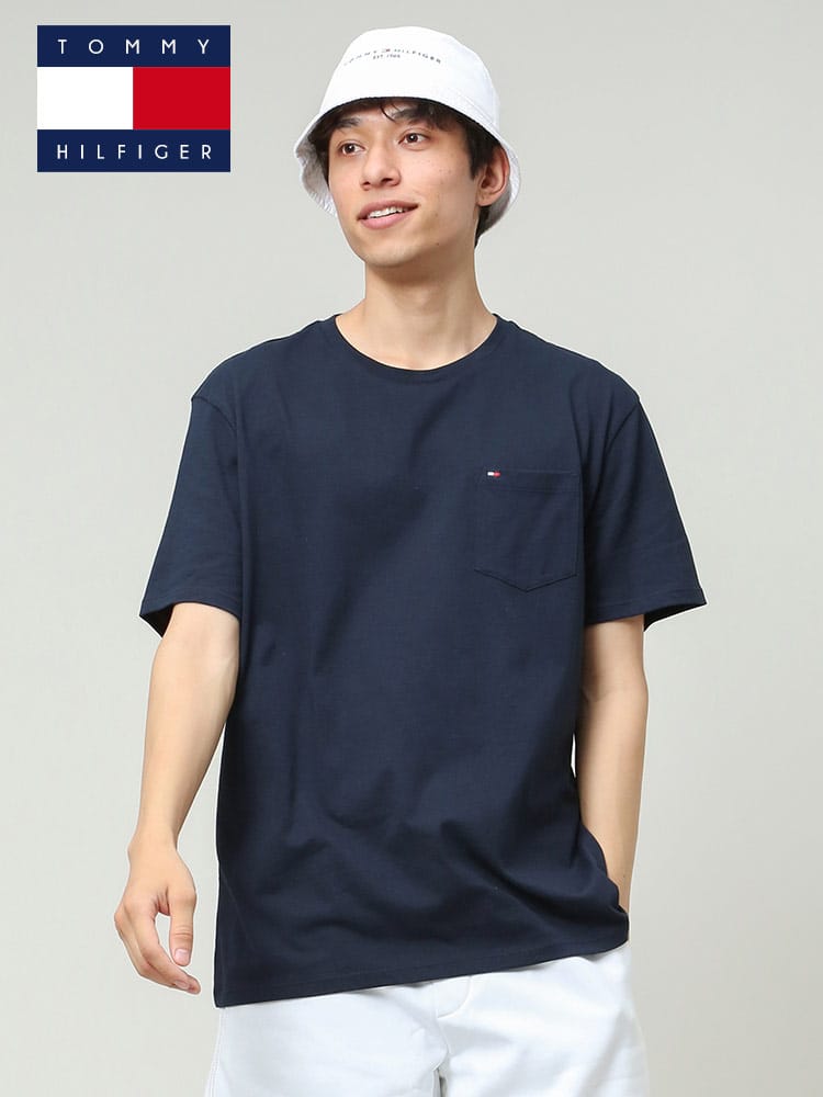 TOMMY HILFIGER (トミーヒルフィガー) ワンポイント ポケット クルーネック 半袖 Tシャツ CREW NK TEE