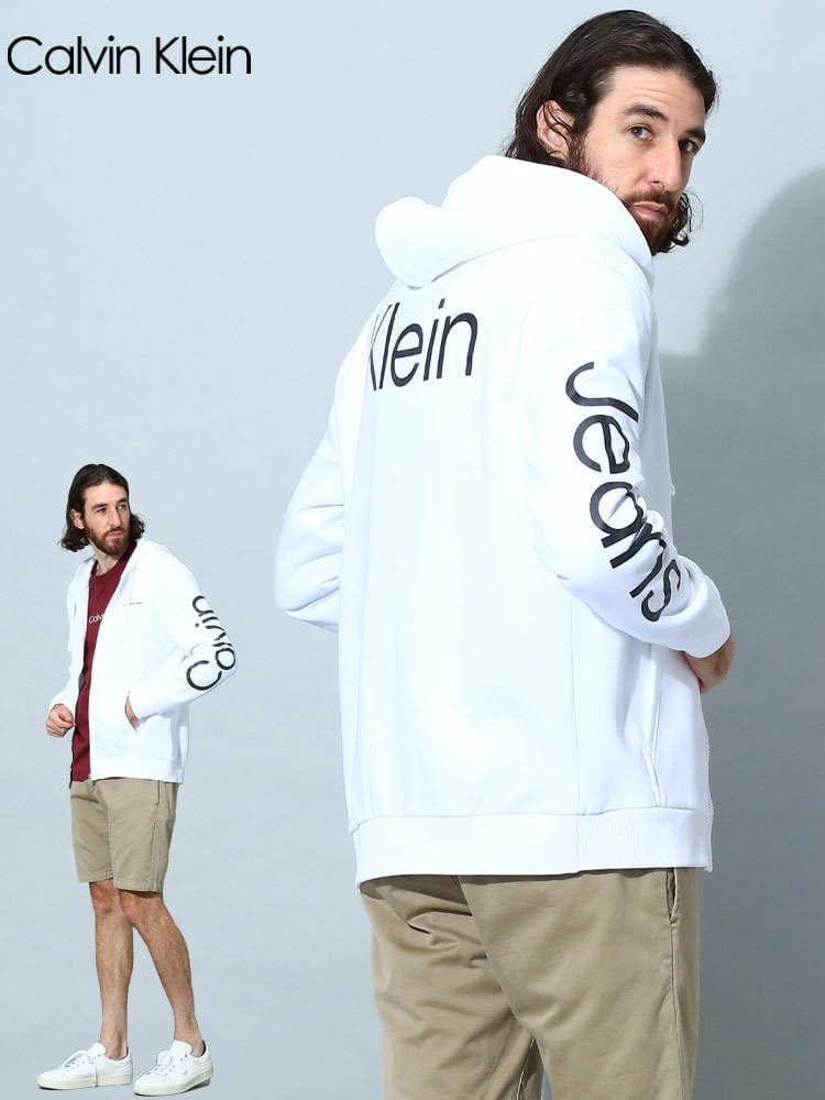 カルバンクライン メンズ パーカー Calvin Klein ブランド トップス 長袖 フード 裏起毛 ロゴ プリント 袖ロゴ ロゴ スウェット CK40DC414