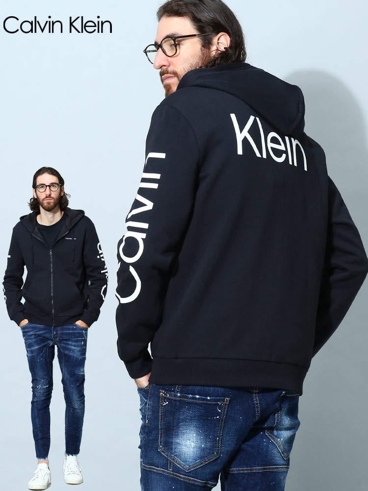 カルバンクライン メンズ パーカー Calvin Klein ブランド トップス 長袖 フード 裏起毛 ロゴ プリント 袖ロゴ ロゴ スウェット CK40DC414