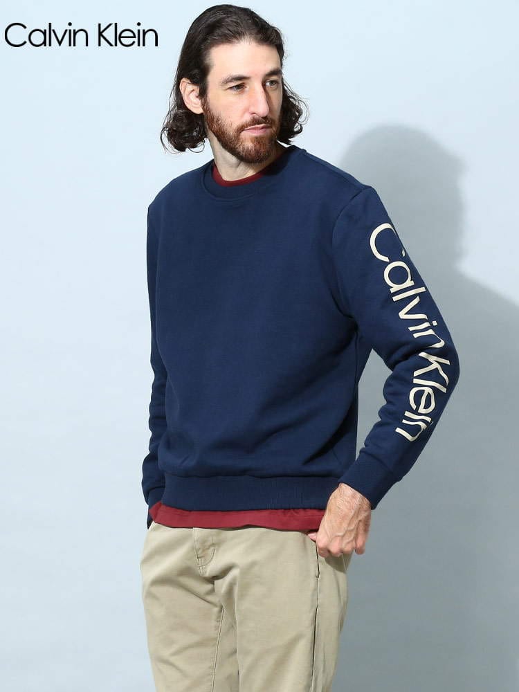 カルバンクライン メンズ トレーナー Calvin Klein ブランド トップス プルオーバー 袖ロゴ ロゴ プリント 裏起毛 スウェット CK40JM890