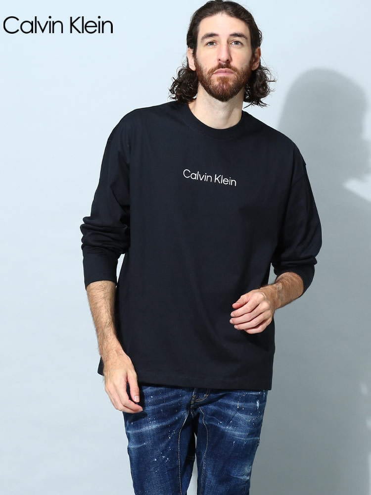カルバンクライン メンズ Tシャツ 長袖 Calvin Klein ブランド ロンT トップス ロゴ プリント クルーネック CK40JM230