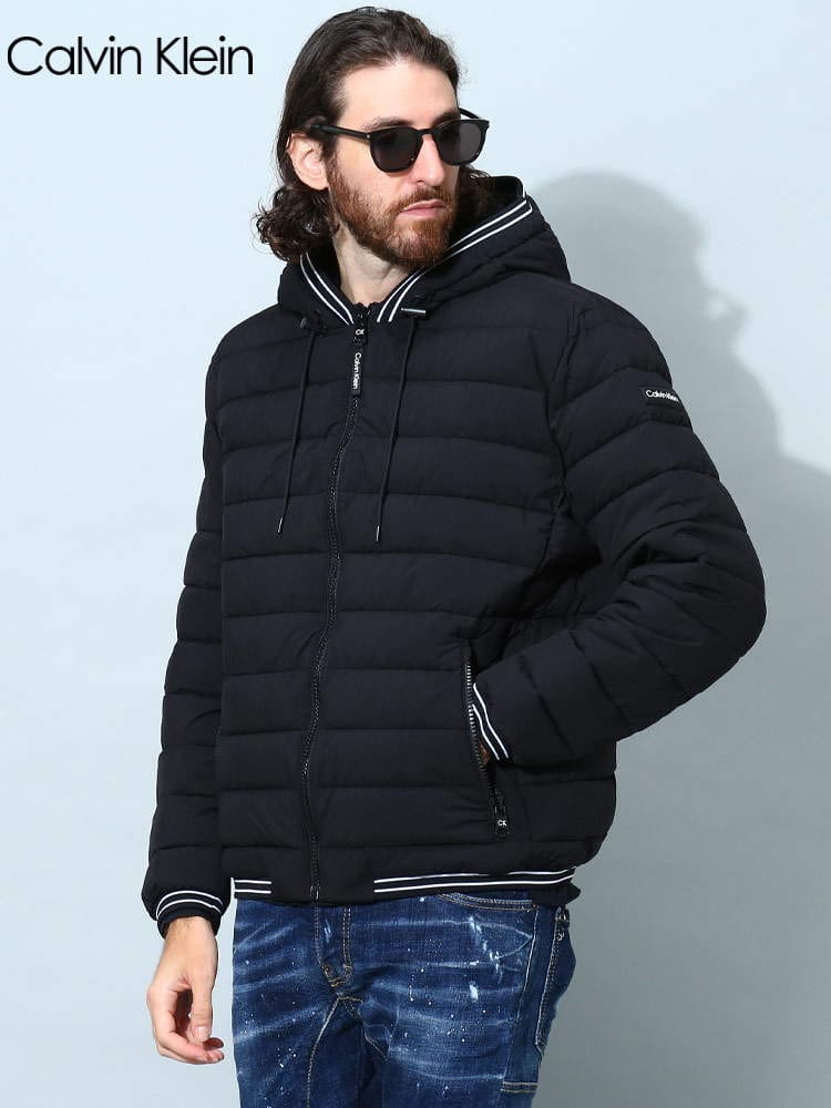 カルバンクライン メンズ ブルゾン Calvin Klein ブランド アウター ジャケット フード ライン ロゴ ボア 中綿 CKCM155956