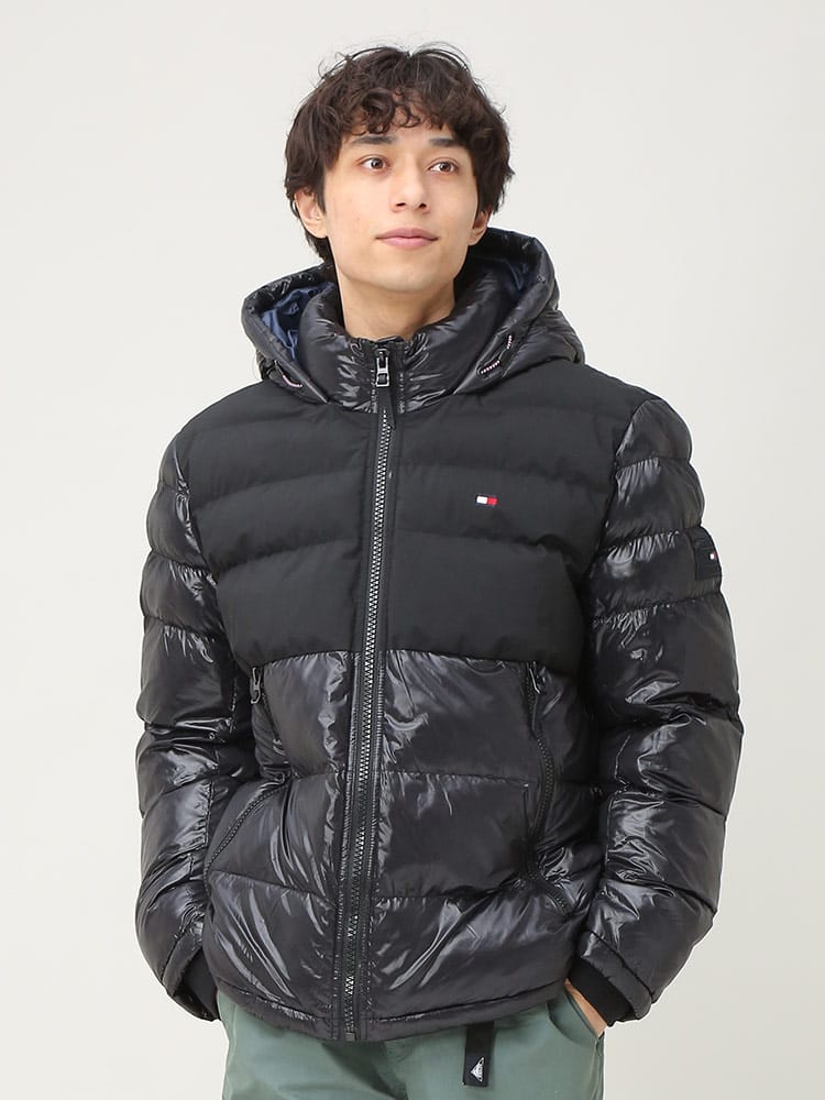 TOMMY HILFIGER (トミーヒルフィガー) フード フルジップ 中綿 ジャケット ブルゾン NYLON QUILTED PUFFER JK
