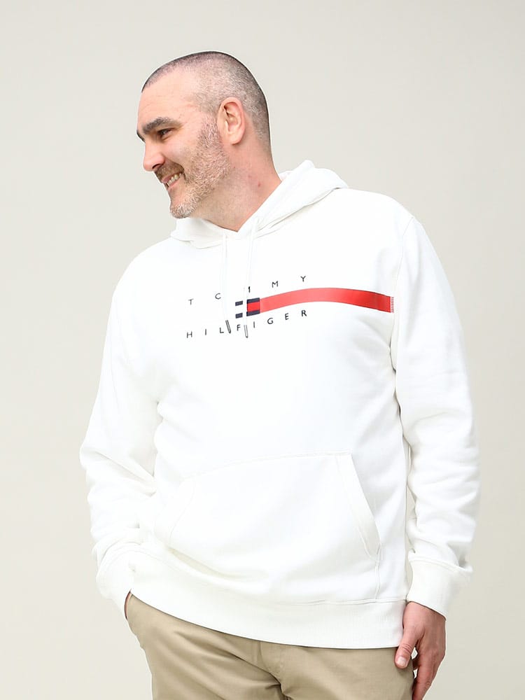 TOMMY HILFIGER トミーヒルフィガー 裏起毛 ライン プルオーバー パーカー 大きいサイズ メンズ