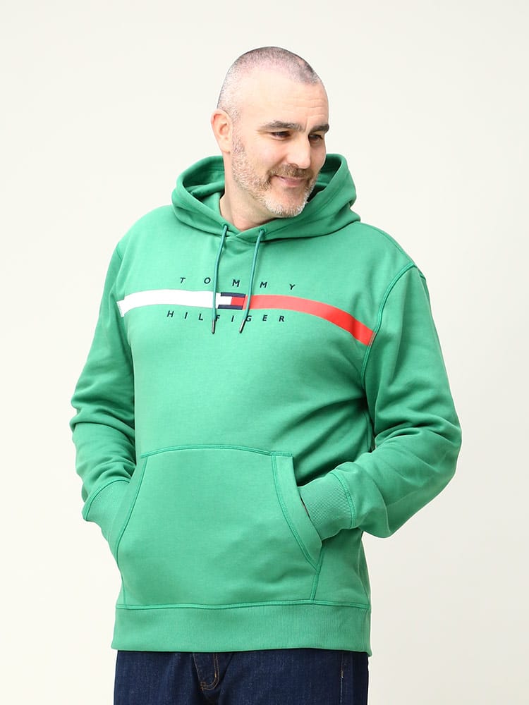 TOMMY HILFIGER トミーヒルフィガー 裏起毛 ライン プルオーバー パーカー 大きいサイズ メンズ