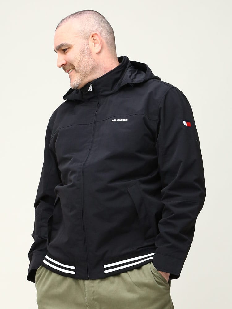大きいサイズ メンズ TOMMY HILFIGER (トミーヒルフィガー) フード収納 裏メッシュ フルジップ ジャケット