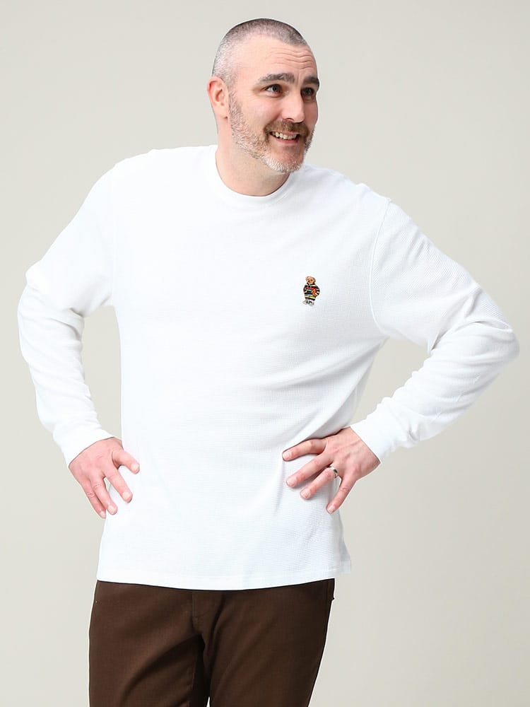 大きいサイズ メンズ POLO RALPH LAUREN (ポロ ラルフローレン) ベア刺繍 クルーネック 長袖 Tシャツ