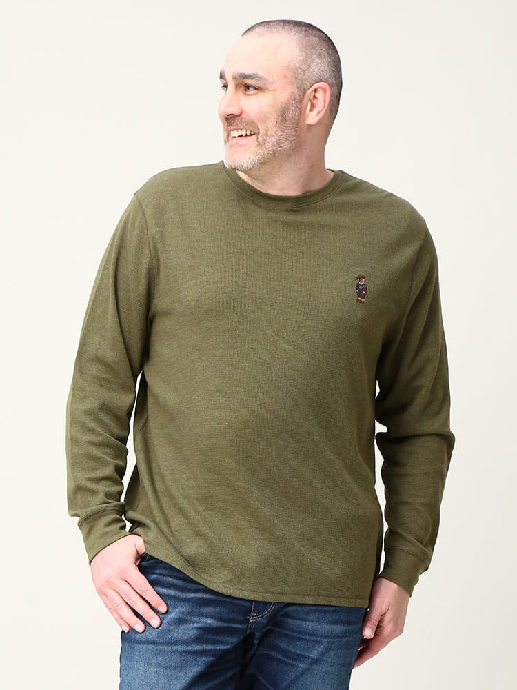 大きいサイズ メンズ POLO RALPH LAUREN (ポロ ラルフローレン) ベア刺繍 クルーネック 長袖 Tシャツ