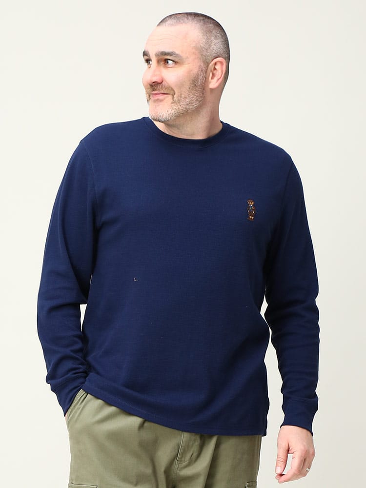 大きいサイズ メンズ POLO RALPH LAUREN (ポロ ラルフローレン) ベア刺繍 クルーネック 長袖 Tシャツ