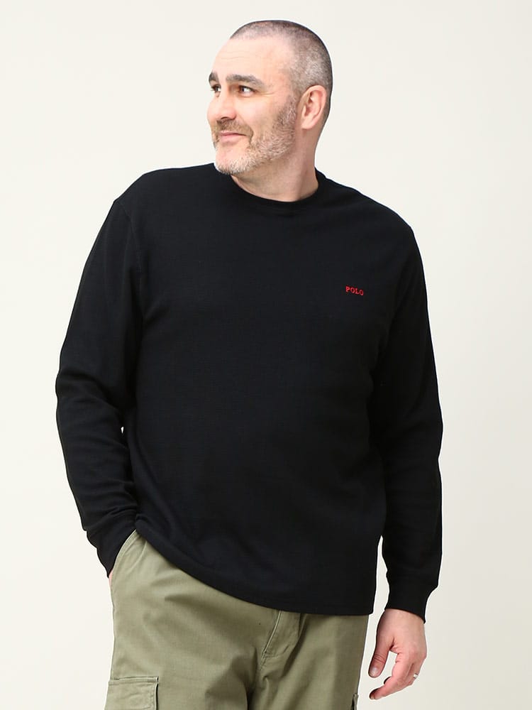 大きいサイズ メンズ POLO RALPH LAUREN (ポロ ラルフローレン) 胸ロゴ クルーネック 長袖 Tシャツ