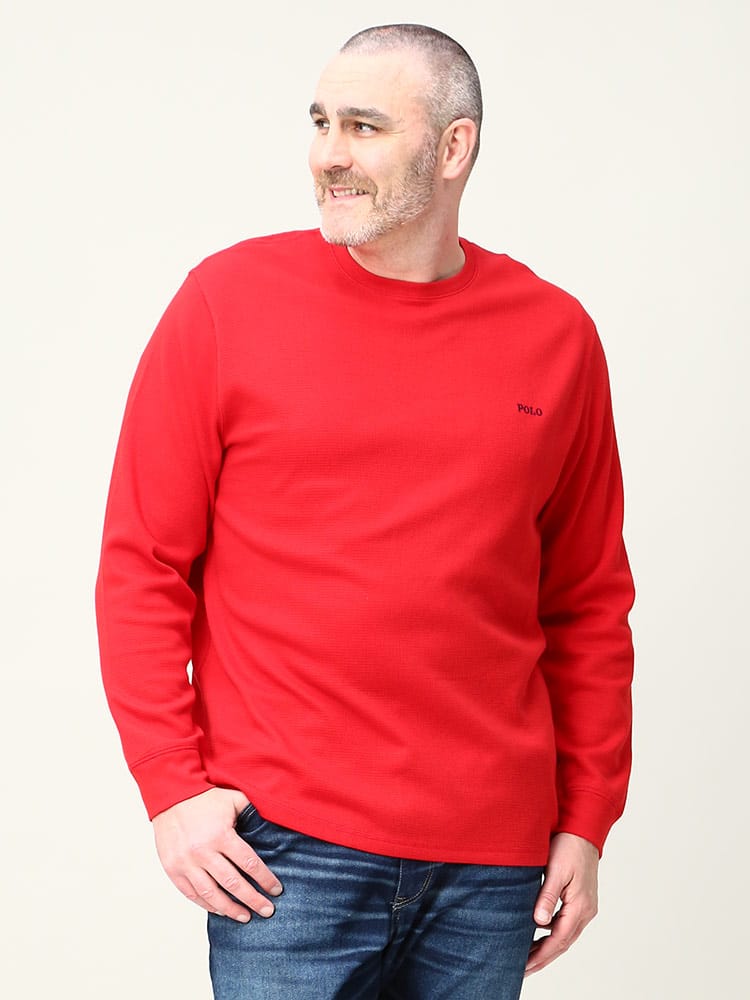 大きいサイズ メンズ POLO RALPH LAUREN (ポロ ラルフローレン) 胸ロゴ クルーネック 長袖 Tシャツ