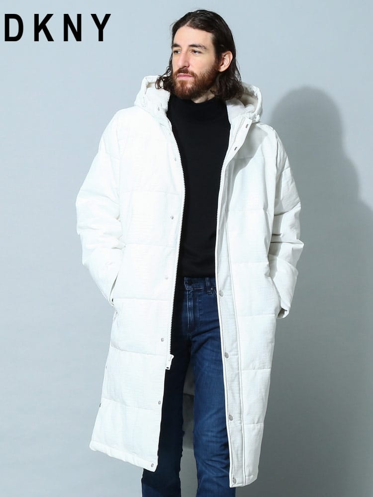 ダナキャランニューヨーク メンズ コート DKNY ブランド アウター ブルゾン 型押し ロング 中綿 フェイクレザー 大きいサイズ DKDX1MU164