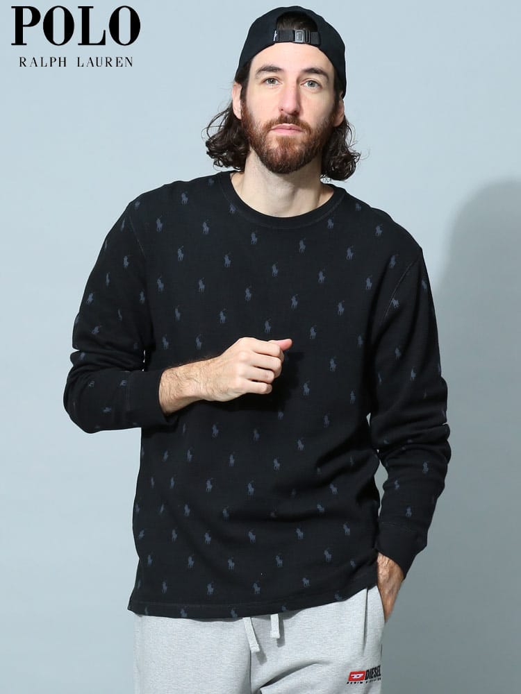 POLO RALPH LAUREN (ポロラルフローレン) 総ロゴ クルーネック 長袖 Tシャツ RLPW25HFA0IO ブランド