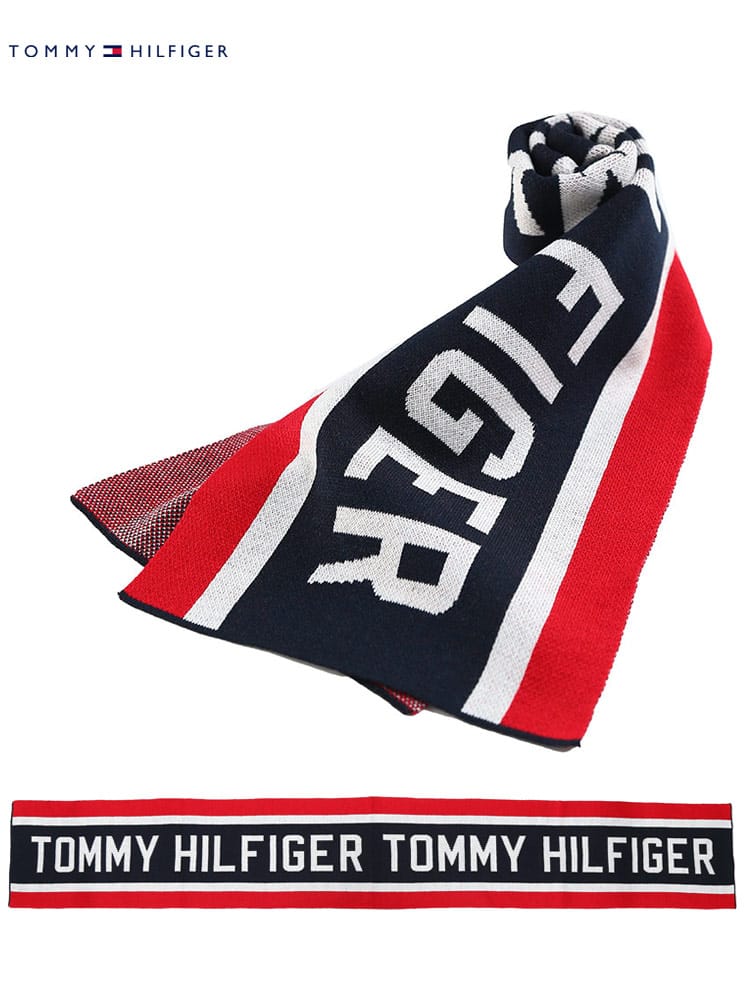 トミーヒルフィガー メンズ マフラー TOMMY HILFIGER ブランド ロゴ ライン 防寒 ギフト プレゼント ユニセックス TMTH100158