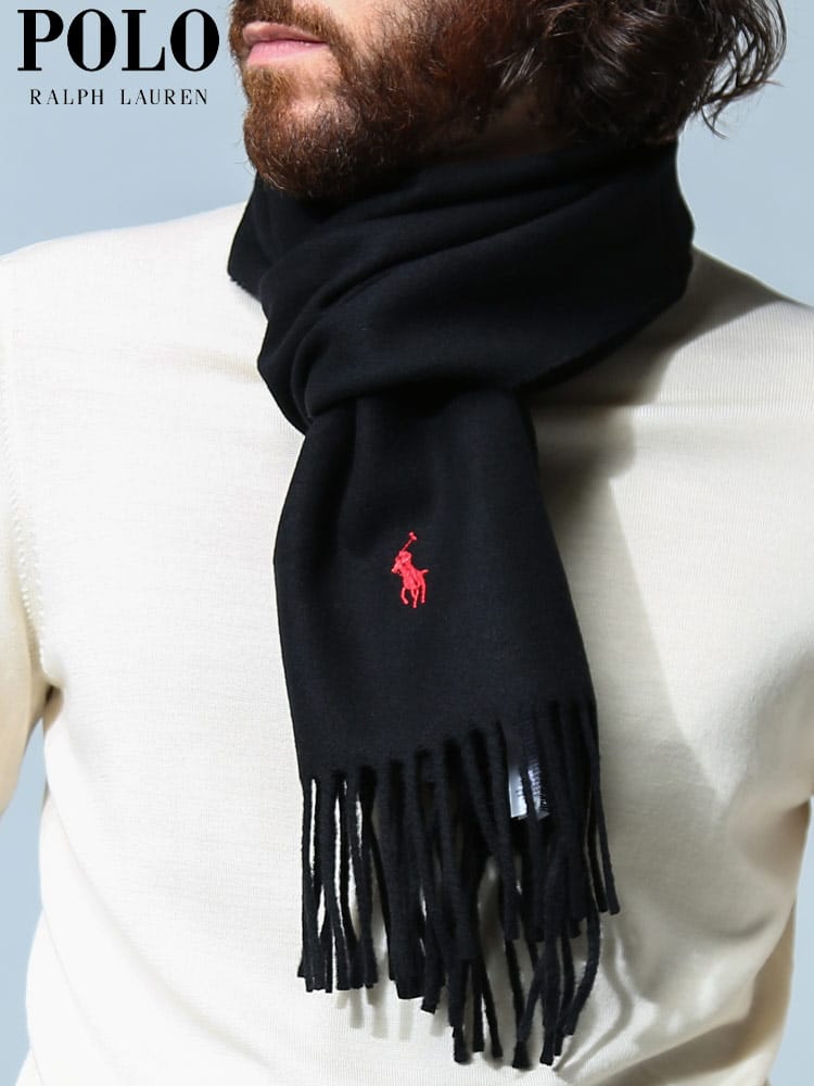 POLO RALPH LAUREN (ポロラルフローレン) ウール ワンポイント マフラー RLPC0476F2