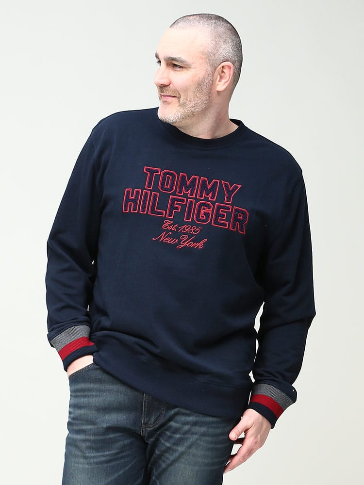 在庫処分 返品交換不可 TOMMY HILFIGER トミーヒルフィガー サガラロゴ クルーネック トレーナー SLATER GRAPHIC CREW 大きいサイズ メンズ