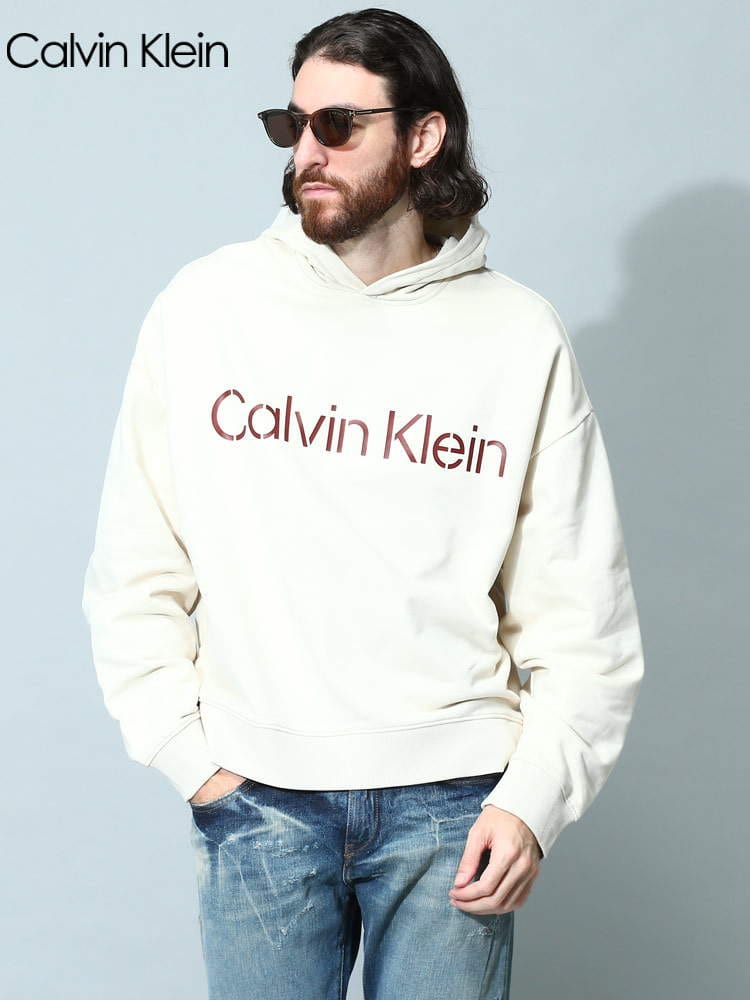 カルバンクライン メンズ パーカー Calvin Klein ブランド フーディー トップス 長袖 スウェット ロゴ プリント オーバーサイズ CK40JM229