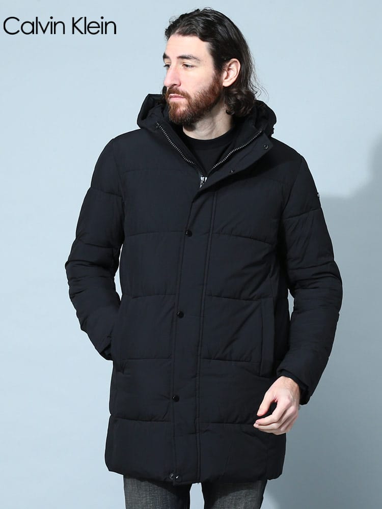 カルバンクライン メンズ ブルゾン Calvin Klein ブランド コート アウター フード フルジップ ロング ロゴ 中綿 大きいサイズ CKCM255696