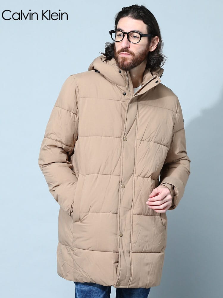 カルバンクライン メンズ ブルゾン Calvin Klein ブランド コート アウター フード フルジップ ロング ロゴ 中綿 大きいサイズ CKCM255696