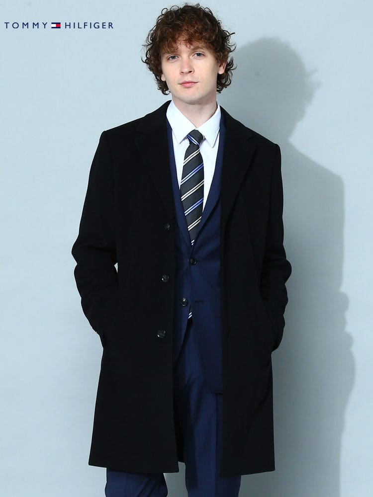 トミーヒルフィガー メンズ コート TOMMY HILFIGER ブランド チェスターコート アウター ストレッチ シングル ウール混 TMADDISONAHA