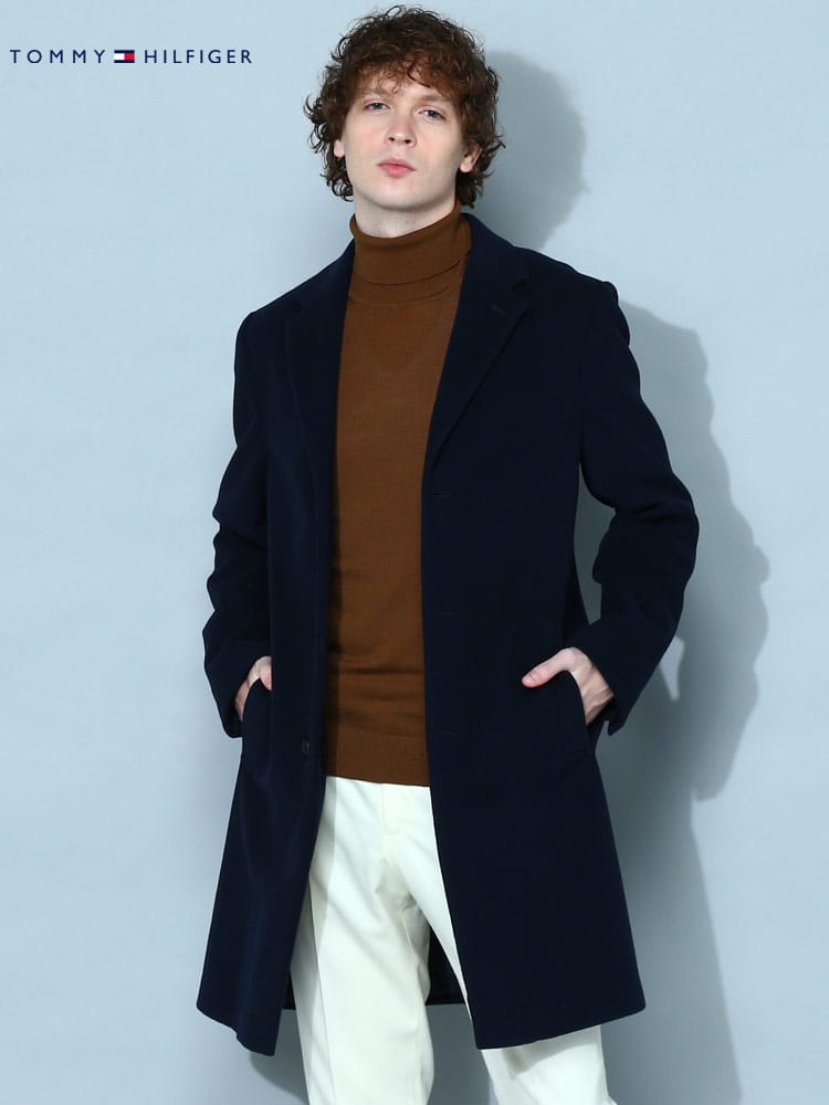 トミーヒルフィガー メンズ コート TOMMY HILFIGER ブランド チェスターコート アウター ストレッチ シングル ウール混 TMADDISONAHA