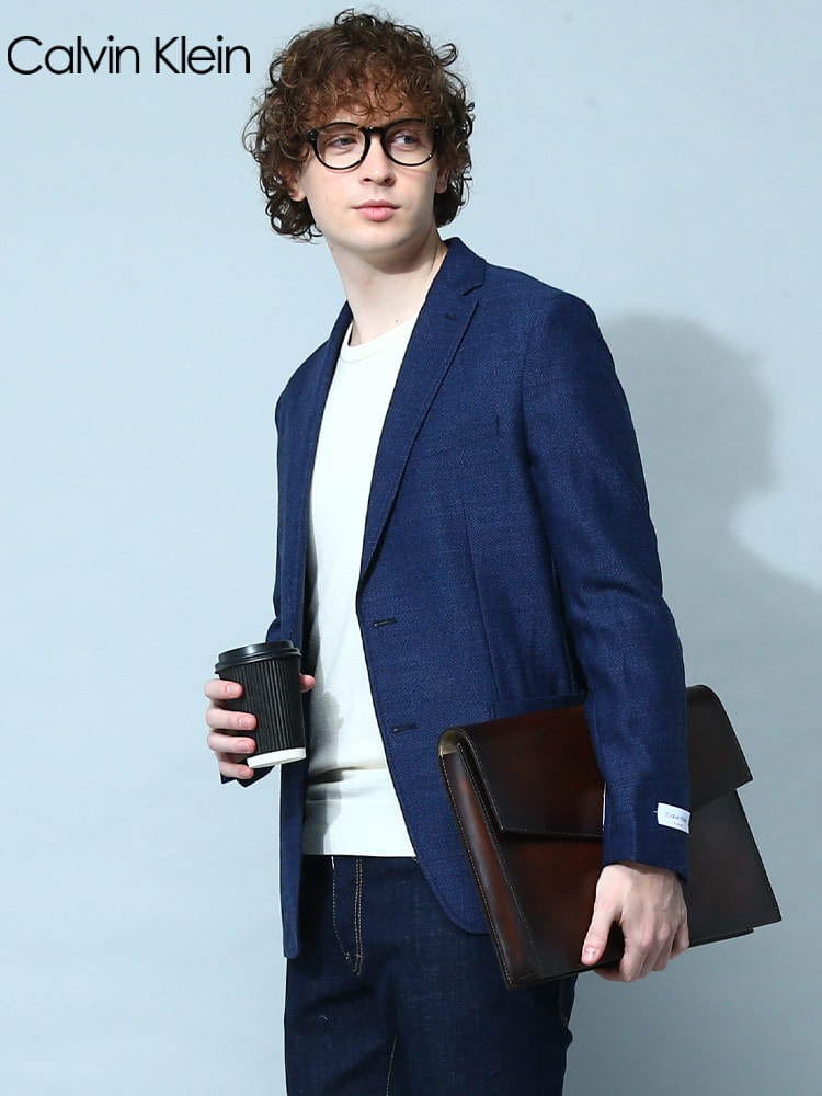 Calvin Klein (カルバンクライン) ヘリンボン シングル ジャケット CKMASON7ZW ブランド