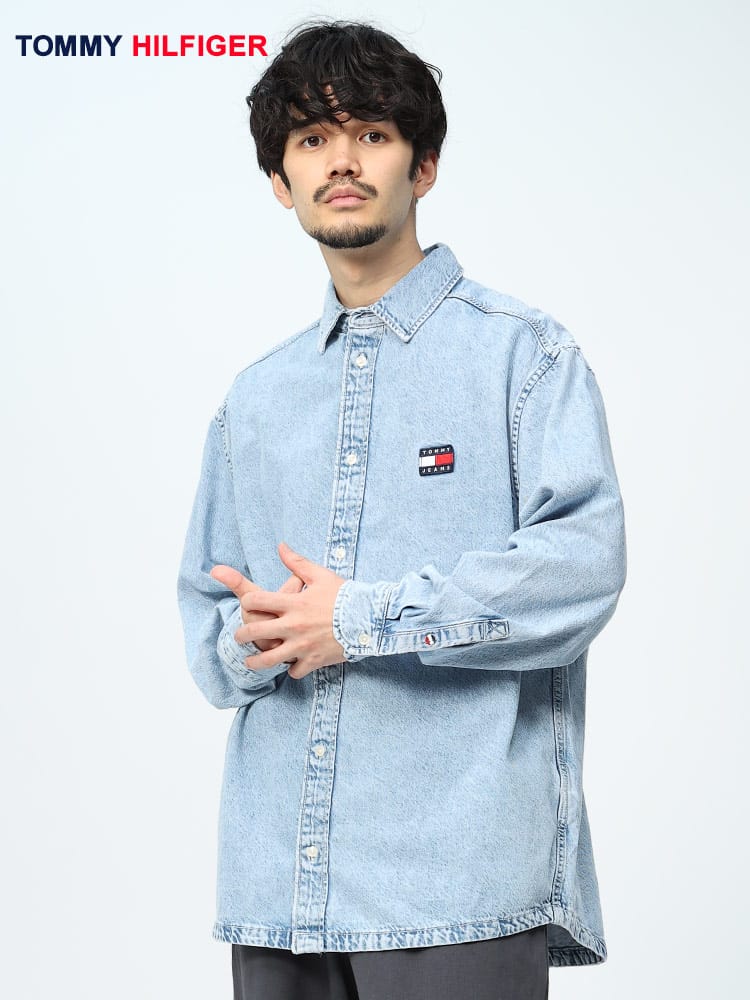 TOMMY JEANS (トミージーンズ) バックロゴ 長袖 デニムシャツ DENIM 