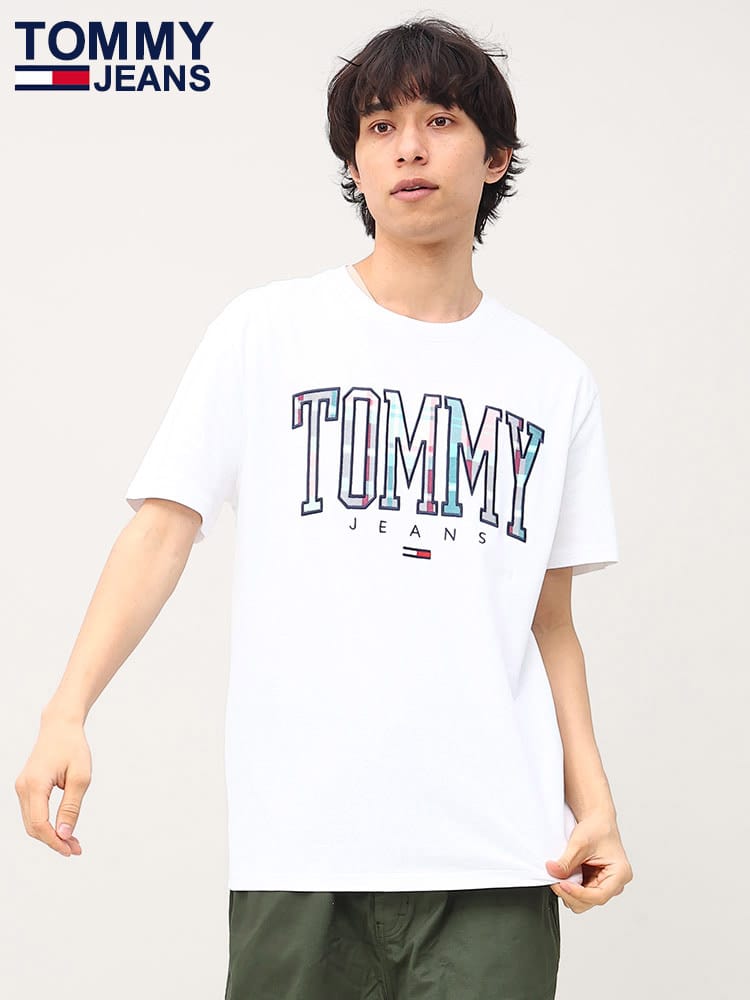 TOMMY JEANS (トミージーンズ) チェックロゴ クルーネック 半袖 Tシャツ CLSC TARTAN TOMMY TEE